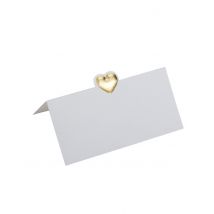 10 Marque places blancs avec petit cœur doré 8 x 4 cm - Couleur Blanc