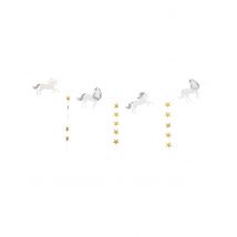 Guirlande licorne pastel et étoiles dorées 2 m - Couleur Blanc