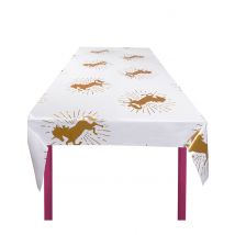 Nappe en plastique Licorne dorée 130 x 180 cm - Couleur Blanc