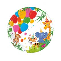 8 Assiettes en carton Jungle Balloons 20 cm - Couleur Multicolore