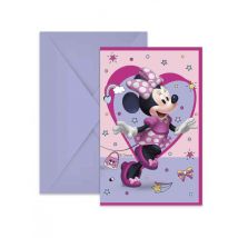 6 Invitations avec enveloppes Minnie Junior - Couleur Rose