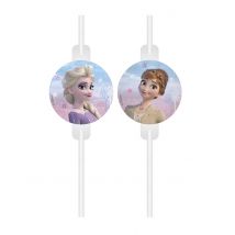 4 Pailles médaillon La Reine des Neiges - Couleur Bleu