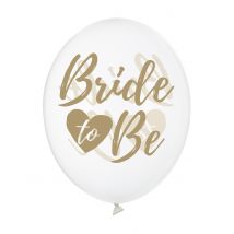 6 Ballons transparents Bride to be doré 30 cm - Couleur Or
