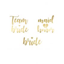13 Tatouages éphémères Team bride dorés - Couleur Or
