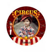 Disque en sucre personnalisable Cirque 20 cm - Couleur Rouge