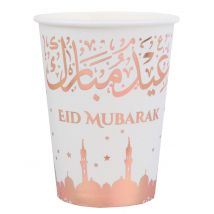 10 Gobelets en carton Eid Mubarak rose gold 27 cl - Couleur Rose