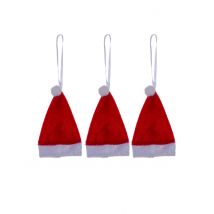 3 Suspension bonnets de Noël 10 cm - Couleur Rouge