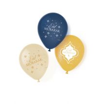 6 Ballons en latex Eid Mubarak 27,5 cm - Couleur Bleu foncé