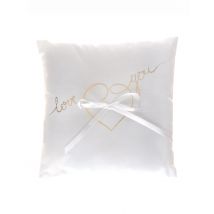 Coussin d'alliances Love you blanc et or 18 x 18 cm - Couleur Blanc