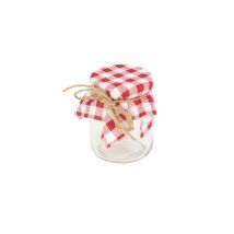 Pot en verre lin vichy rouge et blanc 7 cm - Couleur Rouge