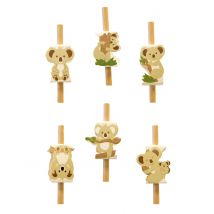 12 Décorations pour pailles Koala 3,5 cm - Couleur Ivoire
