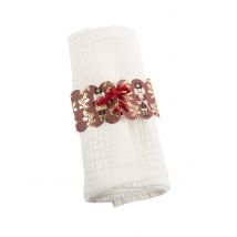 8 Ronds de Serviette avec ruban satin Casse Noisette 16x4 cm - Couleur Rouge