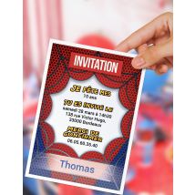 6 invitations personnalisables pour Homme-Araignée - Couleur Rouge