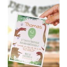 6 invitations personnalisables dinosaure - Couleur Vert