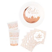 Kit vaisselle jetable Eid Mubarak - Couleur Rose