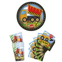 Kit anniversaire vaisselle jetable chantier - Couleur Multicolore