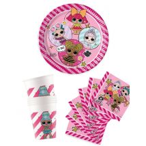 Kit anniversaire vaisselle jetable LOL - Couleur Rose