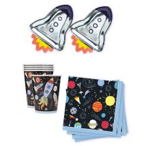 Kit anniversaire vaisselle jetable Espace - Couleur Multicolore