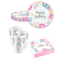 Kit anniversaire vaisselle jetable pastel