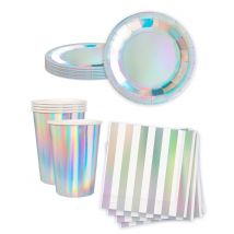 Kit anniversaire vaisselle jetable iridescent