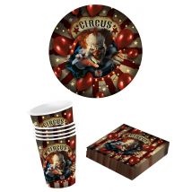 Kit vaisselle jetable clown d'Halloween