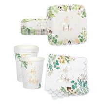 Kit vaisselle jetable Oh baby eucalyptus