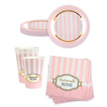 Kit vaisselle jetable baby shower rose - Couleur Rose