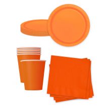 Kit vaisselle jetable orange - Couleur Orange