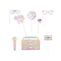 8 Accessoires photobooth années 90 - Couleur Multicolore