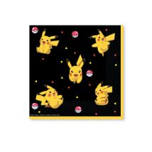 16 Serviettes en papier Pokémon Pikachu 33 x 33 cm - Couleur Noir