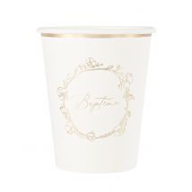 8 Gobeletets en carton baptême 255 ml - Couleur Blanc