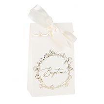 10 Sachets cadeaux baptême en papier - Couleur Blanc
