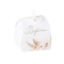 10 Contenants baptême pampas et fleurs de coton
