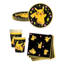 Kit anniversaire vaisselle jetable Pokémon - Couleur Noir
