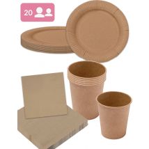 Kit anniversaire 20 personnes Nature - Couleur Marron