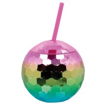 Gobelet boule disco arc en ciel 600 ml - Couleur Multicolore