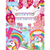 Maxi kit anniversaire licorne arc en ciel - Couleur Multicolore