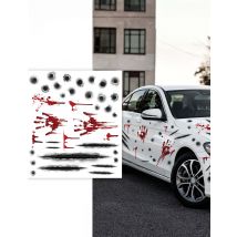 Stickers pour voiture impacts de balle et traces de sang - Couleur Noir