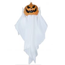 Décoration à suspendre fantôme et citrouille animée 90 cm - Couleur Blanc