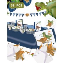 Maxi kit anniversaire grands dinosaures - Couleur Bleu
