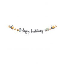 Bannière Happy Birthday camions de chantier 2 m - Couleur Multicolore
