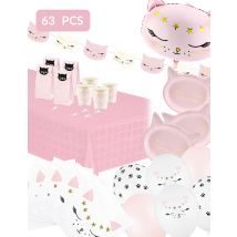 Maxi kit anniversaire chat - Couleur Rose