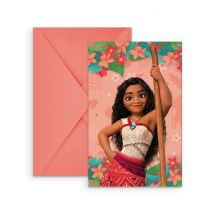 6 Invitations Vaiana 2 - Couleur Rose