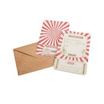 8 Invitations cirque vintage 10 x 15 cm - Couleur Rouge