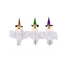 Set de 3 fantômes lumineux avec piquets 68 cm - Couleur Blanc
