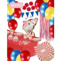 Maxi kit anniversaire Vintage Circus - Couleur Multicolore