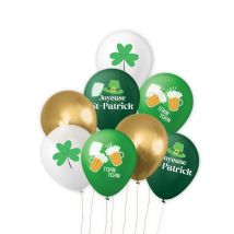 8 ballons imprimés trèfles et bières Saint Patrick - Couleur Multicolore