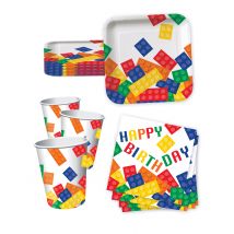 Kit anniversaire vaisselle jetable jeu de construction - Couleur Multicolore