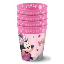 4 Gobelets réutilisables Minnie 250ml - Couleur Rose