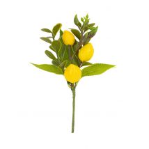Branche de Citrons et Feuillage Jaune et Vert 13,5cm - Couleur Jaune